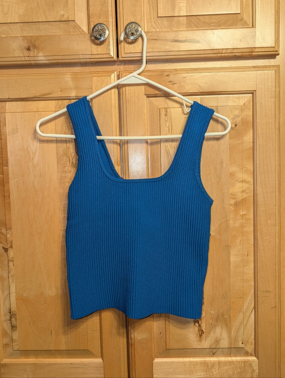 Forever 21 Electric Blue Ribbed Square-Neck Tank